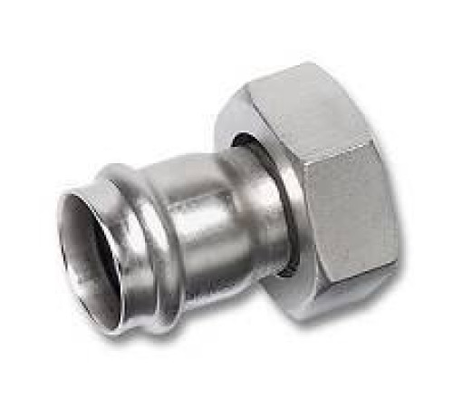 Соединение резьбовое SANHA NiroSan Press 15 мм x 1/2 ВР с плоским уплотнением 69359M1512